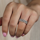 Stylishwe 目立つ 1.5カラット ラウンドカット 結婚指輪 スターリングシルバー - stylish we