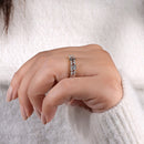 Stylishwe Delicate Eternity Ring 2pcs Emerald &amp; Round Cut Wedding Ring 