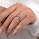 Stylishwe Delicate Eternity Ring 2pcs Emerald &amp; Round Cut Wedding Ring 