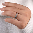 Stylishwe Delicate Eternity Ring 2pcs Emerald &amp; Round Cut Wedding Ring 