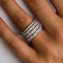 Stylishwe マーキス＆ラウンドカット ホワイトゴールド 4PCS 結婚指輪