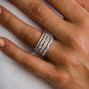 Stylishwe マーキス＆ラウンドカット ホワイトゴールド 4PCS 結婚指輪