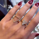 Stylishwe 2.0カラット ユニーク イエローゴールド ハートシェイプ 結婚指輪セット