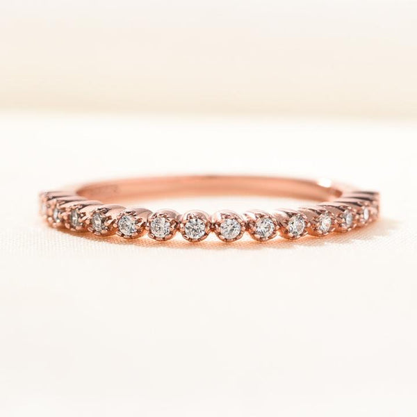 Stylishwe シンプリシティー 0.5カラット ローズゴールド ラウンドカット 結婚指輪 スターリングシルバー - stylish we
