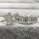 Stylishwe 3.3カラット ラディアントカット&エメラルドカット スターリングシルバー 指輪セット - stylish we