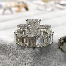 Stylishwe 3.3カラット ラディアントカット&エメラルドカット スターリングシルバー 指輪セット - stylish we