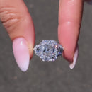 Stylishwe  2.5カラット ラディアントカット スリーストーン 婚約指輪