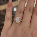 Stylishwe ローズゴールド 1.8カラット オーバルカット オーパルストーン 婚約指輪 スターリングシルバー