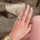 Stylishwe 3.0 Carat Three Stone Cushion Cut Engagement Ring 