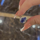 Stylishwe  豪華 3.0カラット アクアマリンブルー ペアカット 婚約指輪