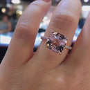 Stylishwe 3.2カラット 合成モルガナイト ローズゴールド  クッションカット 婚約指輪