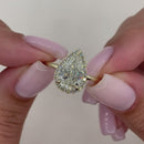 Stylishwe エレガント 2.5カラット ヘイロー イエローゴールド ペアーカット 婚約指輪 スターリングシルバー