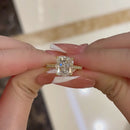 Stylishwe 4.5カラット イエローゴールド クッションカット 婚約指輪