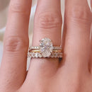 Stylishwe 3.5カラット 4本爪 オーバルカット イエローゴールド 3pc 指輪セット