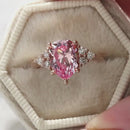 Stylishwe Elegant 4.0 Carat Pear Shape Pink Sapphire Women's Engagement Ring 