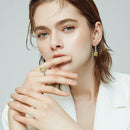 Stylishwe 1カラット エメラルドグリーン イエローサファイア スターリングシルバー ピアス - stylish we