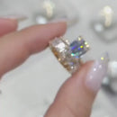 Stylishwe 4.0カラット エメラルドカット イエローゴールド 2連 セットリング