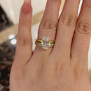 Stylishwe 3.5ct Yellow Gold Oval Cut 3pcs Ring Set 