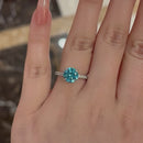 Stylishwe Classic 2.0 Carat Light Aquamarine Blue Pull Sterling Silver Engagement Ring 