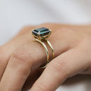 Stylishwe 3.0カラット ユニーク デザイン エメラルドカット 婚約指輪 スターリングシルバー - stylish we