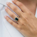 Stylishwe 3.0カラット ユニーク デザイン エメラルドカット 婚約指輪 スターリングシルバー - stylish we