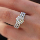 Stylishwe 2.0カラット クラシック ラウンドカット ヘイロー セットリング スターリングシルバー - stylish we